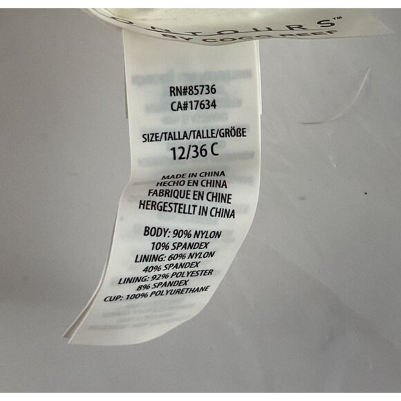 NWT Contours Coco Reef White One-Piece Swimsuit Underwire Ruching Design 12/36C - Picture 7 of 14